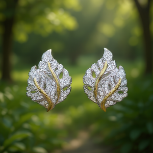 Pendientes de Diamantes de Lujo en Oro Blanco de Dos Tonos, Corte Brillante Redondo, Color D Natural, Joyería de Boda para Mujer - Product Image 2