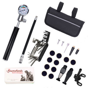 Kit d'outils de réparation de vélo Yueli, pompe à air en aluminium, kit de réparation de pneus, outils d'entretien pour vélo de route et VTT - Product Image 1