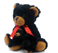 Ours en peluche noir avec logo personnalisé de 30 Cm, jouets mignons avec ruban d'impression maman et bébé