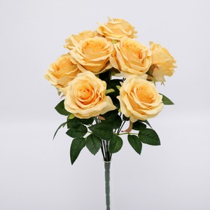 <span class=keywords><strong>Rosas</strong></span> artificiales de seda decorativas para decoración, ramo de <span class=keywords><strong>rosas</strong></span> artificiales <span class=keywords><strong>amarillas</strong></span>, venta al por mayor - Product Image 2