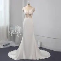 Sexy Crepe Lace Mermaid Wedding Dress