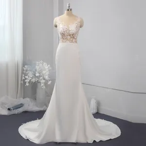 Sexy Meerjungfrau Brautkleider Crêpe Spitze Brautkleid Spaghetti träger Brautkleid Italienisches neues Design Robe de Mariage