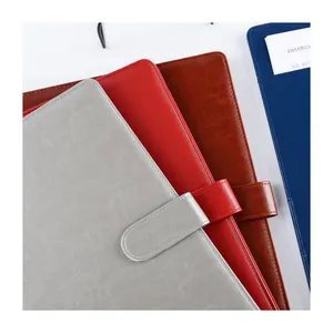 Индивидуальный логотип, заводская цена, папка A4, зажимы для написания файлов, деловая пользовательская кожаная многофункциональная папка с листьями