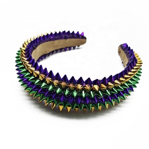 Manwu Factory Paars Gouden Groen Mode Exaggerated Spons Spijkermuts met Spike Spijkertjes Punk Accessoire voor Mardi Gras - Product Image 5