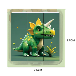 QS grosir mainan Puzzle plastik ABS Mini gaya kartun anak-anak dinosaurus hewan edukasi enam sisi Set Jigsaw balok <span class=keywords><strong>3</strong></span> + usia - Product Image 5