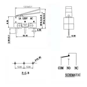 Sıcak satış mikro sınır anahtarı DIP siyah/beyaz 1A 125VAC Push Button mikro anahtarı ve Limit anahtarı kolu kolu ile