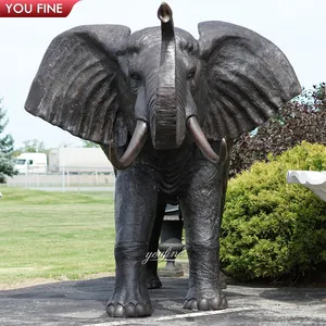 आउटडोर चिड़ियाघर पार्क सजावटी बगीचे हाथी कांस्य पशु मूर्तिकला