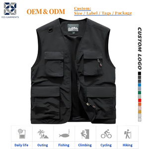 Chaleco de Pesca Multibolsillos |   Chaqueta sin Mangas Transpirable para Hombre, Ropa de Trabajo de Primavera |   Chaleco Ligero Vintage para Exteriores - Product Image 1