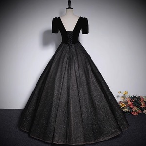 Black Ball Gown Evening Dress Sweetheart Neckline Empire Waist Full Skirt Formal Wear Wedding Party Dress - Product Image 4