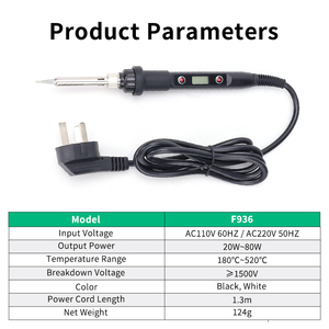 Soldador Eléctrico de 100W con Temperatura Ajustable, Pantalla Digital LCD 180-480 ℃   Herramienta de Soldadura con Núcleo Cerámico de Calentamiento Rápido - Product Image 6
