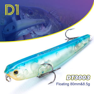 Leurre flottant D1 pour la pêche en eau salée, type crayon, action Walk the Dog, surface swimmer, 80mm/8.5g, appât pour la pêche au bar en eau salée - Product Image 1