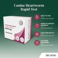 Kit rapide certifié ISO13485 pour la détection de l'antigène de la larve de la piqûre du chien (CHW Ag) par or colloïdal, précision de 99 %, 1 ou 25 tests