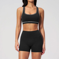 Ensemble de yoga d'été sans manches de haute qualité pour femme, extensible dans les 4 sens, avec short de fitness rehausseur de fessiers et contrôle du ventre, séchage rapide