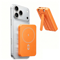 Batterie externe à charge rapide 22,5 W max, double câble USB-C intégré, chargeur magnétique, 10 000 mAh, chargeur portable sans fil, support
