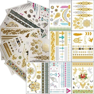 Corpo temporaneo metallico moda <span class=keywords><strong>Tatoo</strong></span> personalizzato oro tatuaggio adesivo metallizzato gioiello foil tatuaggio temporaneo tatuaggio - Product Image 6