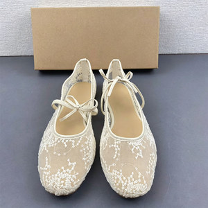 Élégantes Ballerines Mary Jane en Dentelle Florale pour Femme, Scintillantes avec Paillettes et Nœud Papillon, Chaussures de Mariage Respirantes - Product Image 3