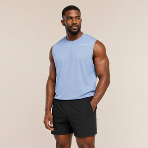 Camisetas <span class=keywords><strong>de</strong></span> malla sin mangas para hombre OEM/ODM, personalizadas, <span class=keywords><strong>de</strong></span> 180 g/m², para gimnasio y deportes, con serigrafía y bordado. - Product Image 1