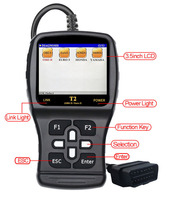 Escáner de Motocicletas T2, Herramienta de Diagnóstico OBD2 para Motocicletas, Herramienta de Diagnóstico para Motocicletas Euro 5 con Pantalla LCD de 3.5'', Lector de Códigos Compatible con 4 Marcas