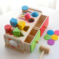 Jouets éducatifs en bois Montessori en gros pour enfants : Boîte de tri de formes et jeu de martelage pour l'apprentissage des tout-petits