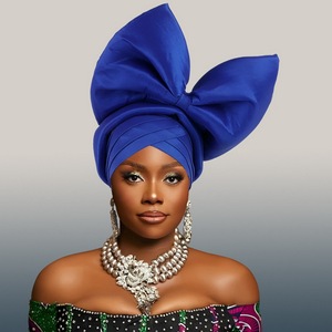 Turban <span class=keywords><strong>africain</strong></span> pour femmes, style Nigéria Auto Gele, avec grand nœud exagéré, couvre-chef pour mariage et fête - Product Image 3