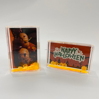 Cadre photo liquide transparent coloré en acrylique 3D de grande taille 4x6 pouces avec paillettes flottantes sur le thème d'Halloween personnalisé