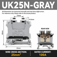 Bloc de jonction traversant pour rail DIN UK 25-35N, en cuivre pur nickelé, à vis, 25-35mm, 100-125A, connecteur de câblage électrique