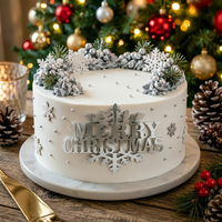 Gold & Silber Spiegel-Schneeflocken Tortendekoration Acryl Frohe Weihnachten Party Dessert Deko