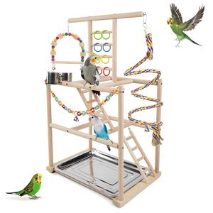 Fournitures pour animaux de compagnie en gros : Aire de jeux pour oiseaux, support en bois naturel pour perroquets, adapté aux petits et moyens animaux de compagnie, vente chaude - Product Image 5