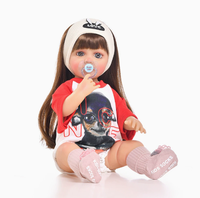 Poupée bébé fille en silicone réaliste, 55 cm (22 pouces), cheveux longs, pour cadeau ou jouet d'enfant