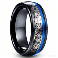 Modeschmuck 8mm Schwarzer Wolframcarbid-Ring mit Roter Gitarrensaiten-Gravur und Keltischem Knotenmuster für Damen und Herren als Ehering