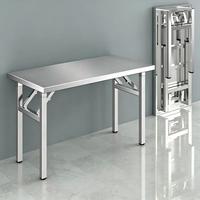 Table de travail pliante industrielle avec surface en acier inoxydable et pieds articulés pour cuisines commerciales, zones d'assemblage, d'emballage et de service