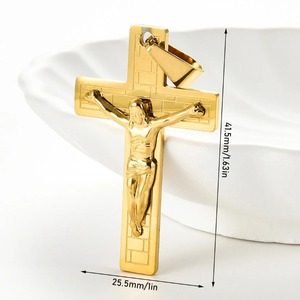 Colgante <span class=keywords><strong>de</strong></span> cruz <span class=keywords><strong>de</strong></span> acero inoxidable con diseño <span class=keywords><strong>de</strong></span> Jesús rezando, para collar, para hombre y mujer, en oro y plata, estilo punk gótico, amuleto <span class=keywords><strong>de</strong></span> cruz, joyería vintage, regalos. - Product Image 6