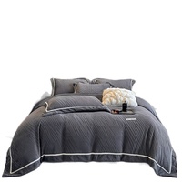 Nouvel ensemble quatre pièces en velours de lait gaufré automne-hiver, luxe léger, bordure tissée, housse de couette épaisse et chaude, drap de lit