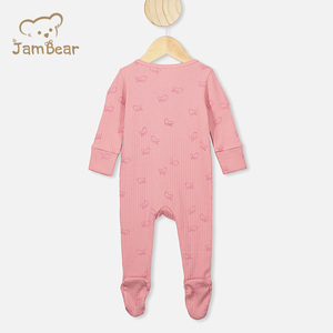 Barboteuse pour bébé en bambou biologique avec <span class=keywords><strong>fermeture</strong></span> à glissière bidirectionnelle personnalisée pour bébé Combinaison pour nouveau-né avec <span class=keywords><strong>fermeture</strong></span> à glissière durable - Product Image 5