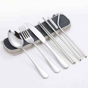 Juego de Cubiertos de Viaje de Acero Inoxidable Ecológico de 8 Piezas con Estuche, Personalizable con Logotipo, Portátil y Reutilizable - Product Image 5