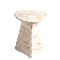 Prix usine chinois personnalisé pierre naturelle Beige travertin table d'appoint ronde pour meubles de maison