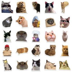 50PCS Funny Cat Meme Stickers Set Étanche, pour Scrapbooking, Bricolage Artisanat, Ordinateurs Portables, Étuis de Téléphone - Product Image 5