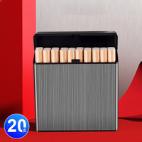 20pcs paquets de cigarettes ultra-minces en métal étui de compression à clapet portable résistant à l'humidité pour hommes
