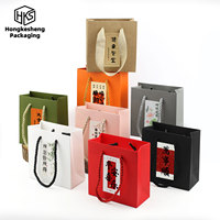 Sac en papier écologique personnalisé HKSHF, coloré, avec poignées en corde, emballage de luxe pour bijoux, sac à main pour boutique