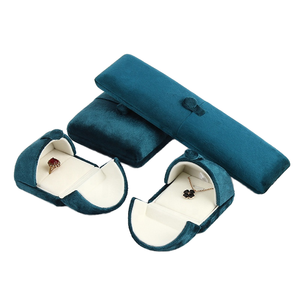 Estuche de Joyería de Terciopelo Azul Pavo Real, Almacenamiento para Anillos/Collares/Pulseras, Caja de Regalo de Joyería Retro Aterciopelada - Product Image 1