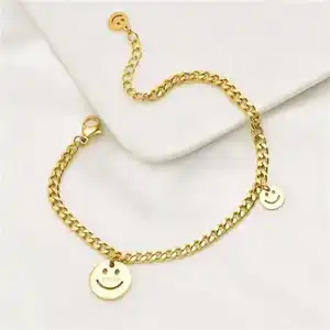 Fashion Smiley Rose Gold And Gold Plated Bracelet Trendy Temperament Cute Emotion Bag Bracelet