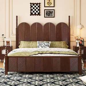 Metà del secolo <span class=keywords><strong>letto</strong></span> in <span class=keywords><strong>legno</strong></span> di gomma con colonne romane disegno simmetrico <span class=keywords><strong>intarsiato</strong></span> Vintage in <span class=keywords><strong>legno</strong></span> massiccio Queen Size camera da <span class=keywords><strong>letto</strong></span> mobili - Product Image 1