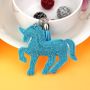 Wholesale Bling Crystal <b>Unicorn</b> Keychain Full Rhinestone Bag Pendant Keychain Cartoon <b>Keyring</b> High Quality Tassel Key Chain - Product Image 4