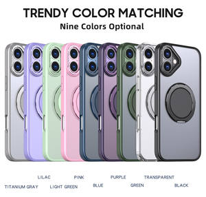 Funda para Teléfono con Anillo Magnético de Carga 360, Híbrida Mate de TPU y PC, Translúcida con Tacto de Piel para <span class=keywords><strong>iPhone</strong></span> 17 16 16 Plus 15 14 <span class=keywords><strong>13</strong></span> Pro Max - Product Image 5