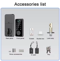 Serrure de porte numérique intelligente personnalisable 5-en-1, entrée sans clé, verrouillage automatique, empreinte digitale avec stockage cloud et réseau IP pour porte en bois