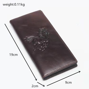 2025กระเป๋าสตางค์หนังแท้ RFID ยาวสำหรับผู้ชายลายนูนรูปม้าดีไซน์เรียบง่ายมองเห็นได้ชัดเจน - Product Image 2