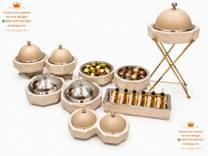 Equipo de servicio tipo buffet con plato para alimentos, de acero inoxidable reutilizable, para banquetes de boda y catering. - Product Image 4