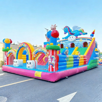 Structure gonflable extérieure personnalisée en PVC écologique avec toboggan et grande roue, design clown, vente directe usine pour jeux d'enfants