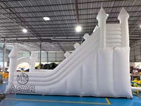 Nouvelle conception de toboggan gonflable commercial en PVC blanc pour l'extérieur, toboggan gonflable à une voie pour enfants et adultes