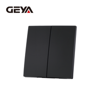 Interrupteurs muraux GEYA personnalisables, norme britannique, 250V 16A, étanches IP54, durables, en PC, modernes, 2 gangs 1 voie, plaque 40000 cycles